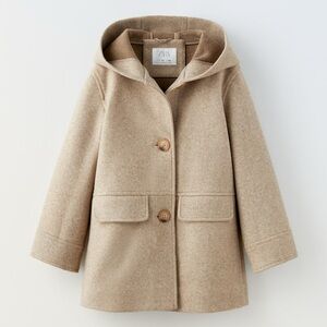 Girls Zara flap felt texture topcoat